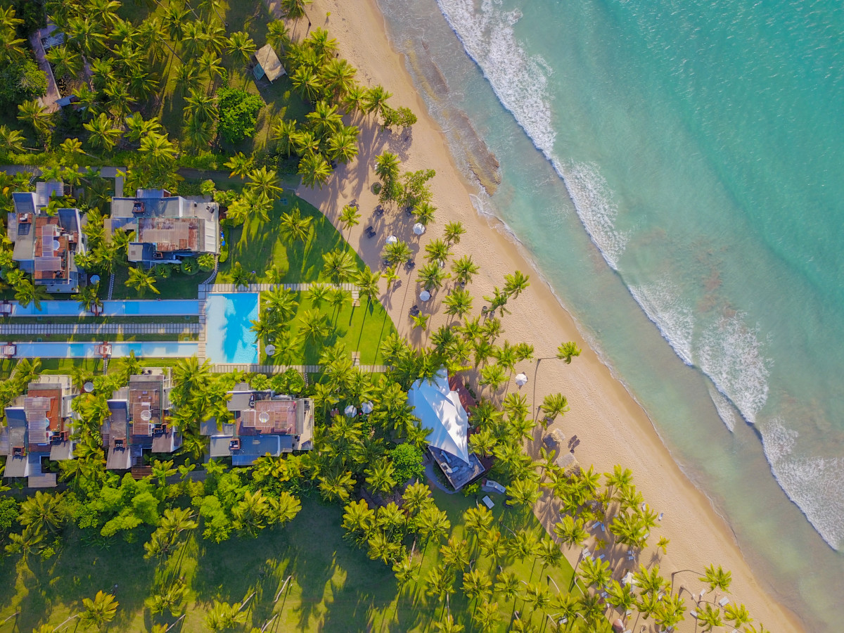 Pool and beach aerial view